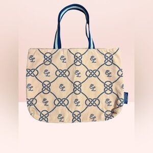 Estée Lauder Canvas Small Tote Bag Pink and Blue Beach Bag